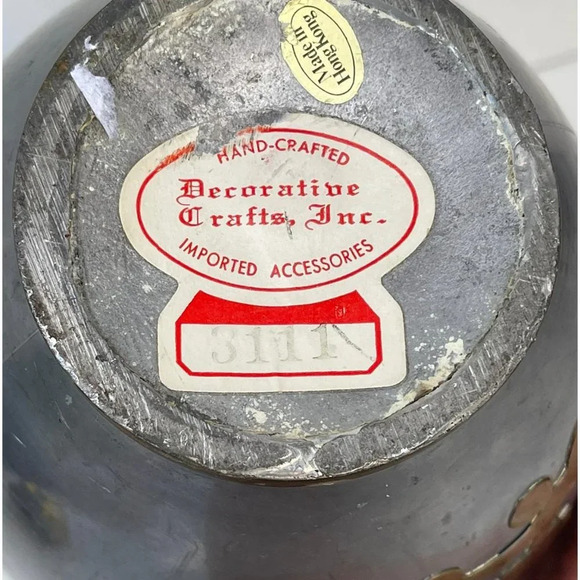 Decorative Crafts Inc Vintage Collection Metal Asian Vase Gray Sz 7" - Picture 4 of 11